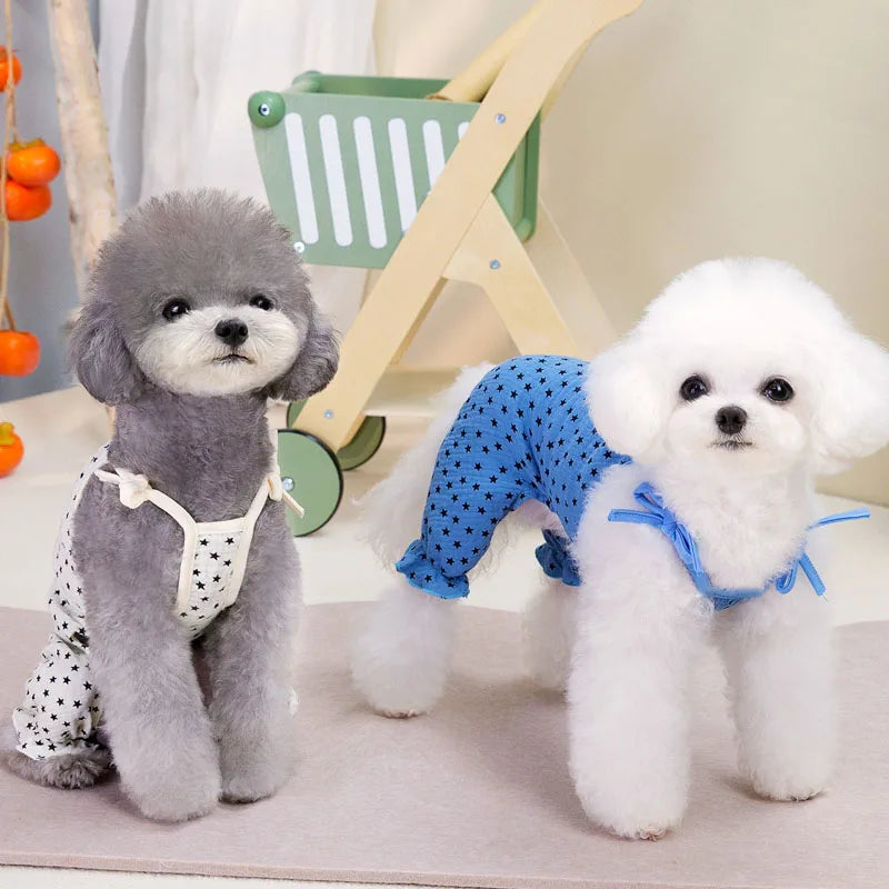 Dog Jumpsuit Pajamas Dog Clothes Summer Blue Beige Puppy All-In-One Tracksuit For Small Dogs Chiwawa Yorks Puppy Pijamas Onesie