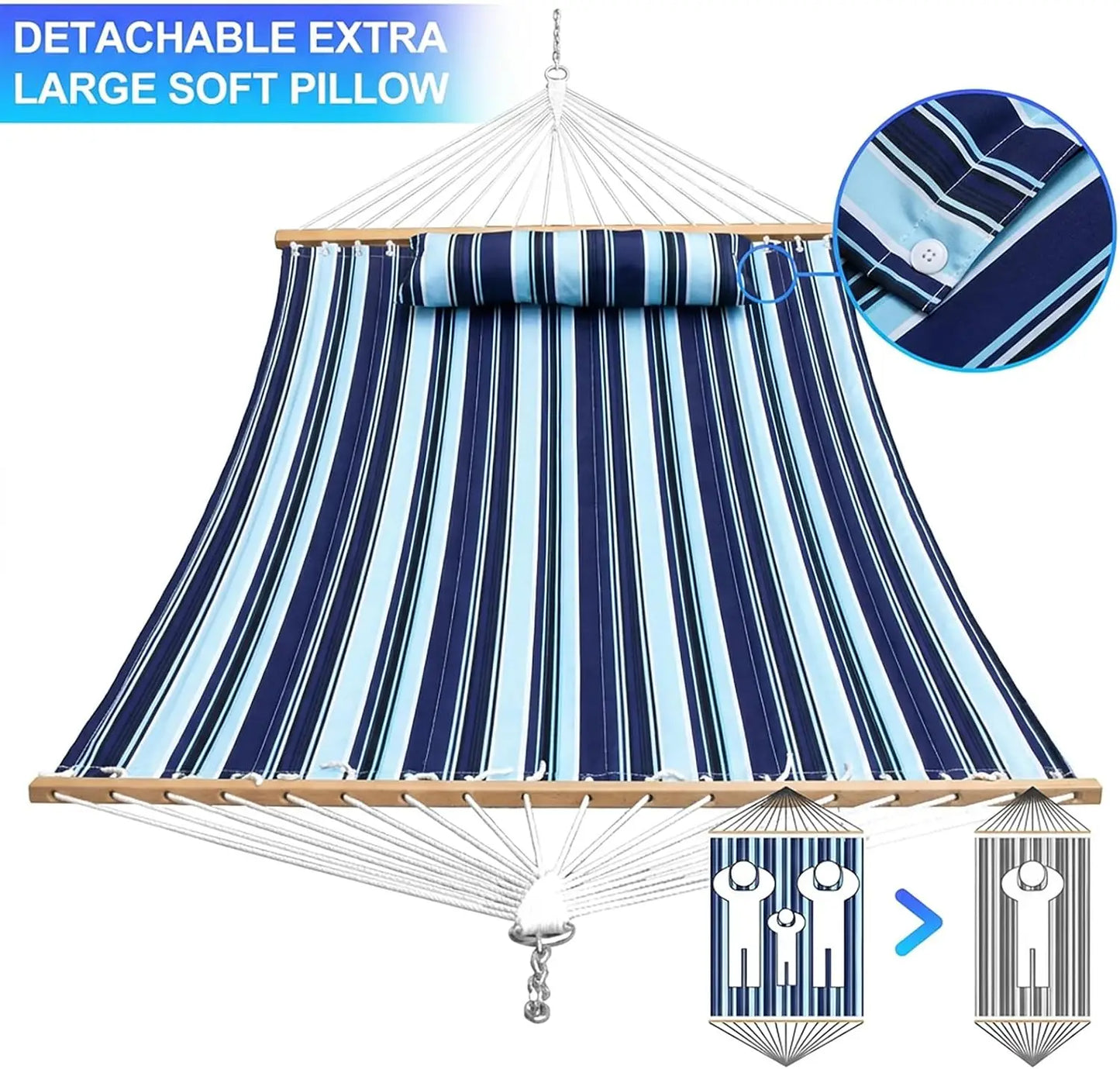 Portable Outdoor Hammock with Stand, Heavy Duty with Carrying Bag, Soft Pillow, Balance Ropes