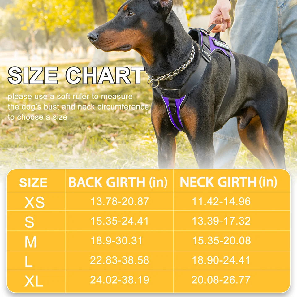 Service Dog Harness, No Pull Reflective Adjustable Pet Vest, Handle & Patches, Breathable Mesh, Easy On-Off for Small Large Dogs