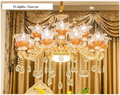 Luxury Living Room Chandelier Crystals Glass Hall Main Pendant Lamps Restaurant Bedroom French Creative Hanging Light Luminaire