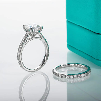 3CT Moissanite Bridal Rings Set with Certificate D Color Diamond Engagement Ring 925 Sterling Silver Wedding Band for Women