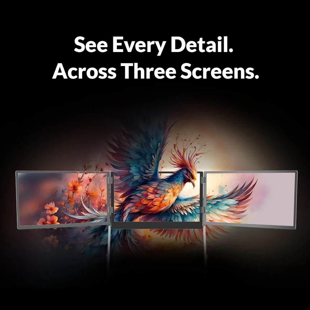 Sibolan 14" Tripe Laptop Screen Extender 60Hz 100% sRGB Metal Body HDMI USB-C Plug Three Screen Portable Monitor For mac OS Win