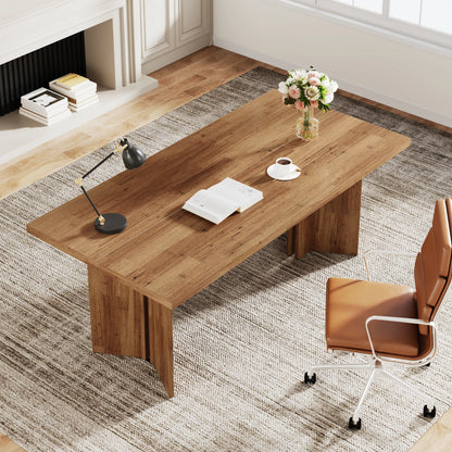Tribesigns 63-inch Executive Desk, Vintage Home Office Computer Desk with Large Tabletop, Farmhouse Wood Writing Conference Tabl