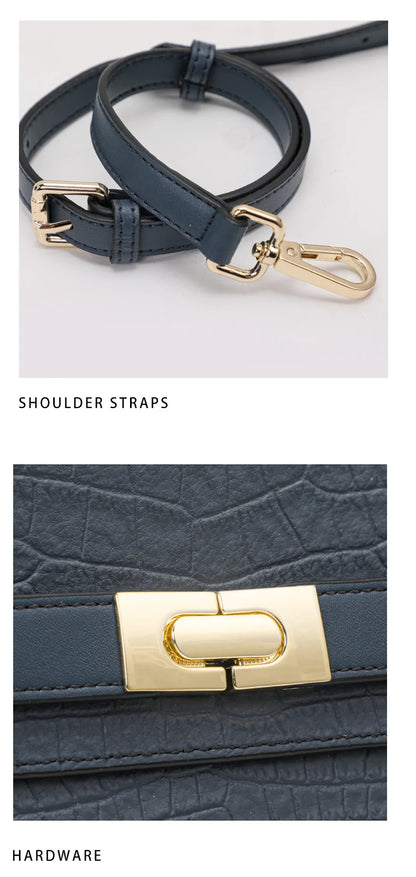 Genuine Leather Cowhide Women's HandbagConvertible for Crossbody & Shoulder Carry, with Silk Scarf, Crocodile Pattern Tote Bag