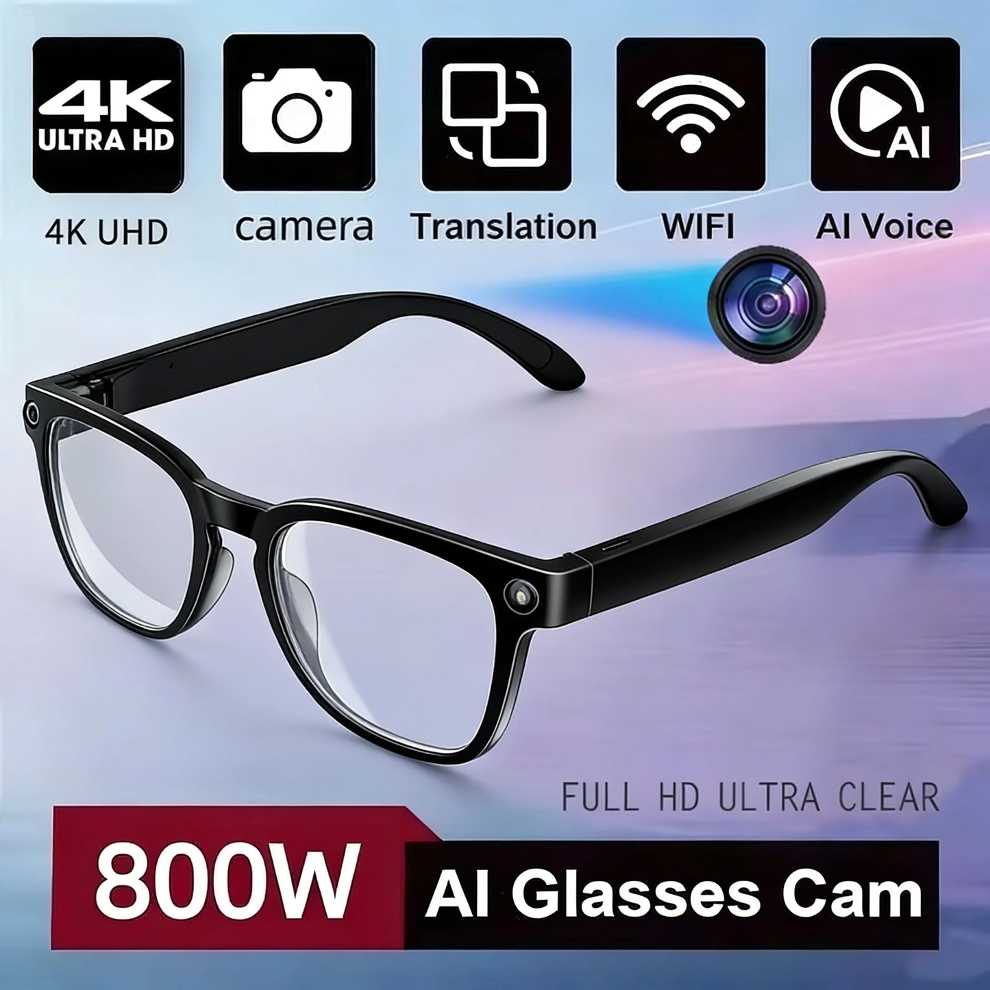 2026 New AI Smart Glasses with Video Camera Outdoor Sunglasses Wi-Fi Transfer BT Calling Audio Record Smart Wearable Headset
