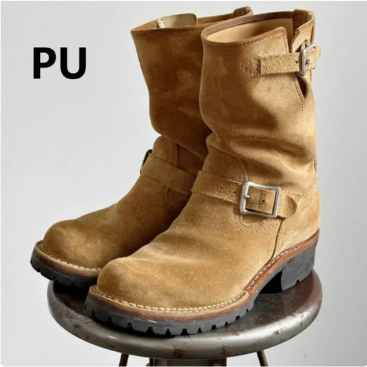 Retro Motorcycle Boots Men's Black Knight Shoes Black Leather Belt Buckles Chelsea Boots Trendy Luxury Handmade Men's Shoes