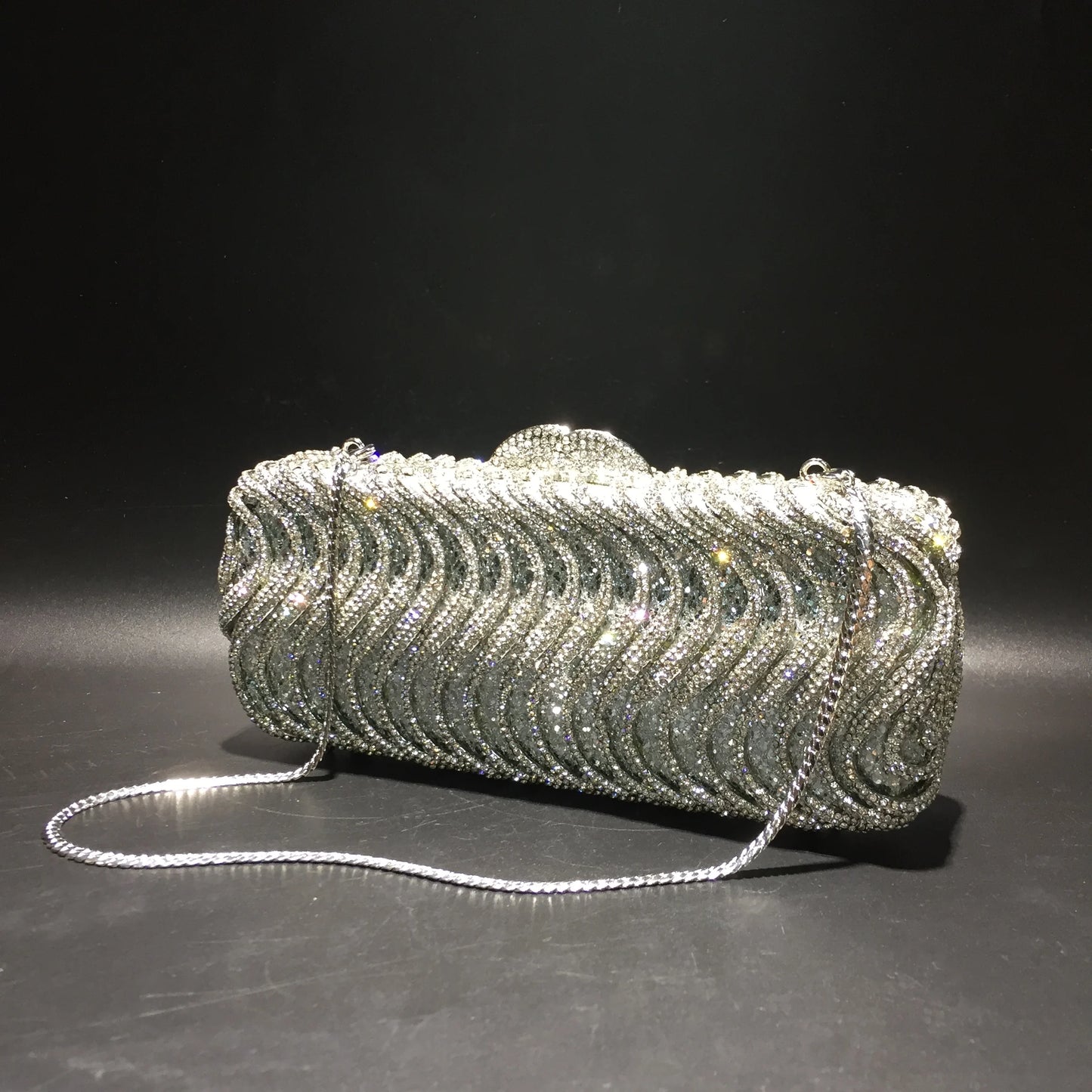 Luxury luxury crystal clutch bag elegant S-shaped striped wallet bridal wedding party ladies evening bag