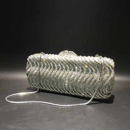 Luxury luxury crystal clutch bag elegant S-shaped striped wallet bridal wedding party ladies evening bag