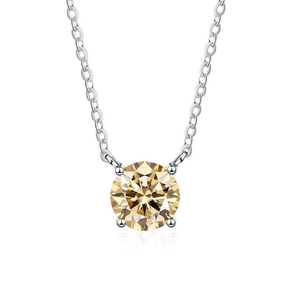 NeeTim 1ct 2ct 3ct Colored Moissanite Necklace for Women 925 Sterling Silver with White Gold Plated Woman's Necklaces Chain