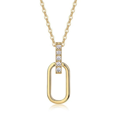 Sweetrain 2mm Moissanite Pandent Necklace Adjustable 925 Sterling Silver Paperclip Clavicle Chain for Women Daily Jewelry