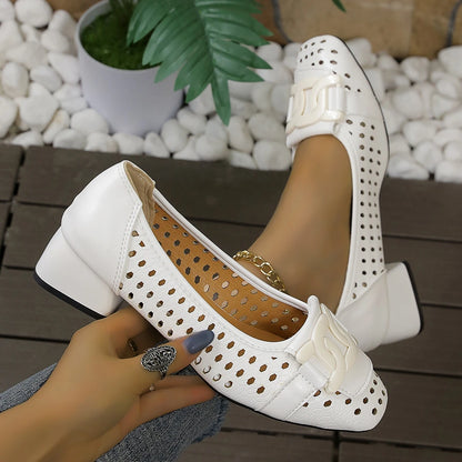 French Retro Woven Women Pumps Breathable Square Toe Block High Heels Elegant Hollow Office Lady Shoes Luxury Designer Sandals