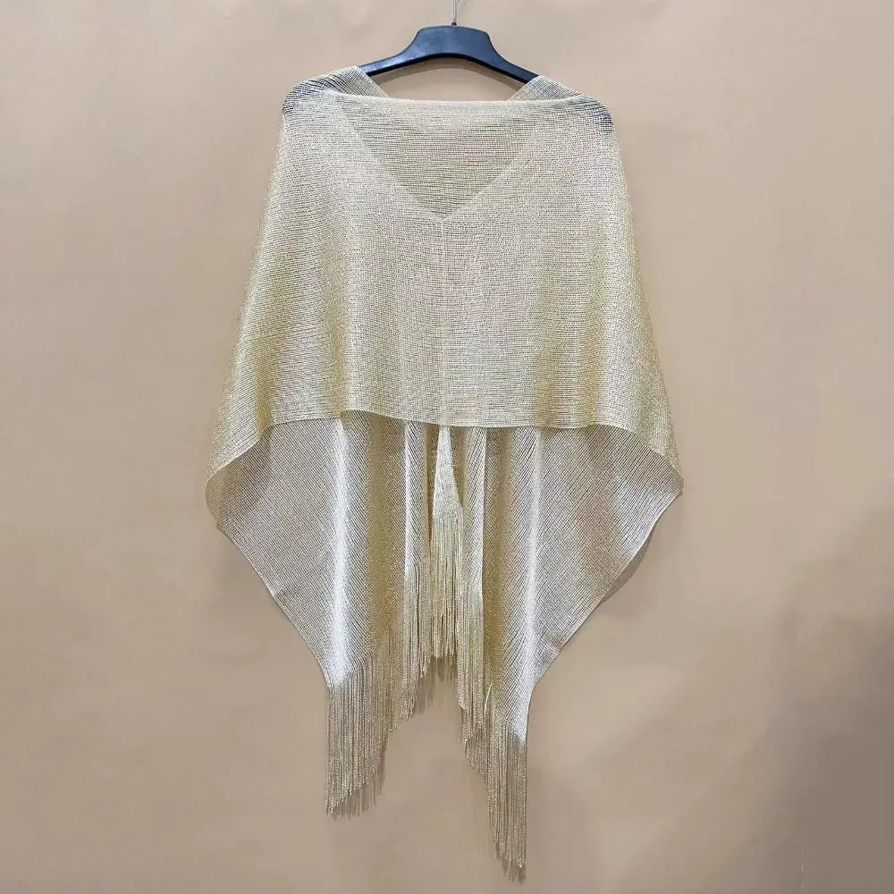 Summer Sun Protection Scarf Gold Silver Tassels Wedding Scarf Elegant Temperament Dresses Shawls for Women