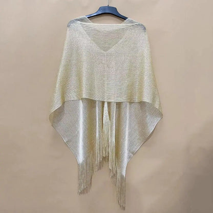 Summer Sun Protection Scarf Gold Silver Tassels Wedding Scarf Elegant Temperament Dresses Shawls for Women