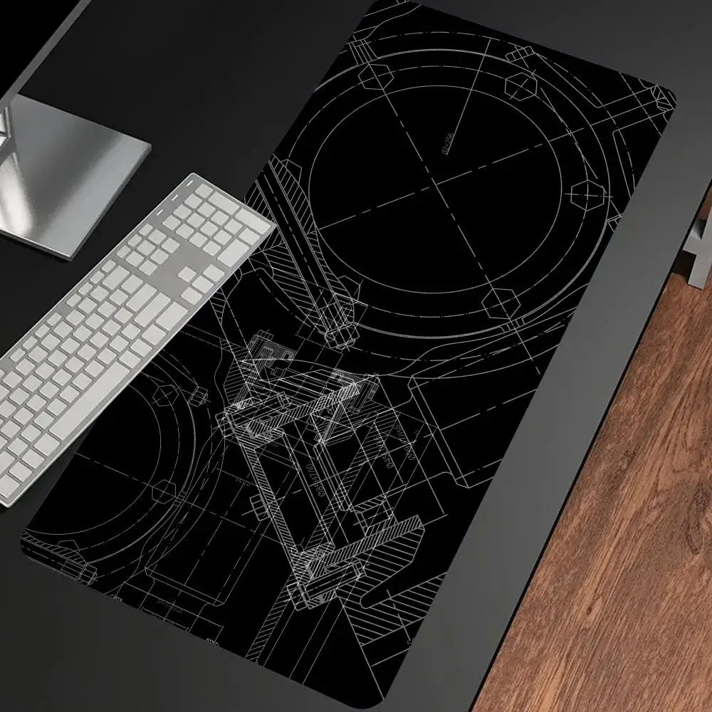Mechanical Drawing Mouse Pad Gaming Accessory Large HD Mousepad XXL MousePad Natural Rubber Carpet Non-Slip Table Mat Office Rug