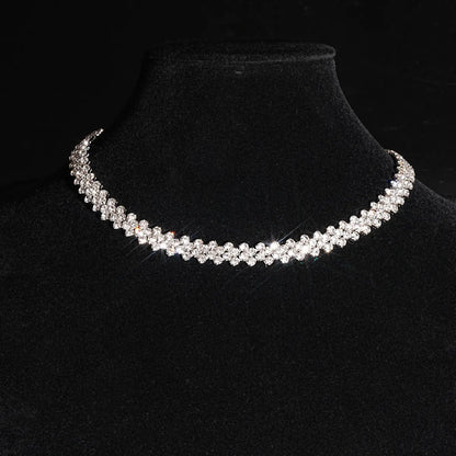 FYUAN Fashion Red Green Blue Colourful Rhinestone Choker Necklaces for Women Geometric Crystal Necklaces Party Weddings Jewelry