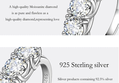 PERFANY 2.5/5CT Moissanite Ring For Women S925 Pure Silver Five Gemstone Ring Luxury Wedding High-end Jewelry