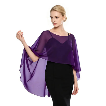 New Fashion Soft Wedding Capes Long Solid Color Chiffon Shrug Sunscreen Wraps Womens Ladies