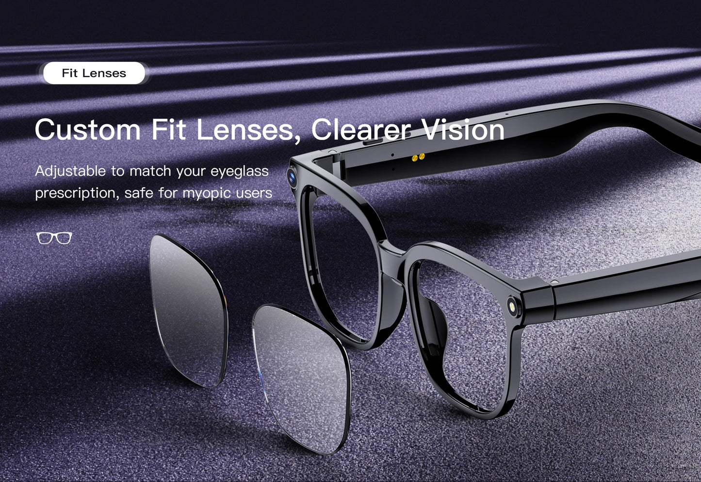 New Smart Glasses 800W HD Pixel Camera Dual Speakers 290mAh Battery Real-time Translation Al Voice Assistant Men Sunglasses