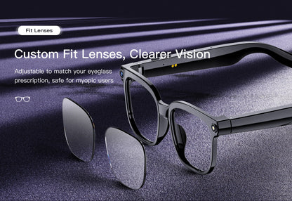 New Smart Glasses 800W HD Pixel Camera Dual Speakers 290mAh Battery Real-time Translation Al Voice Assistant Men Sunglasses