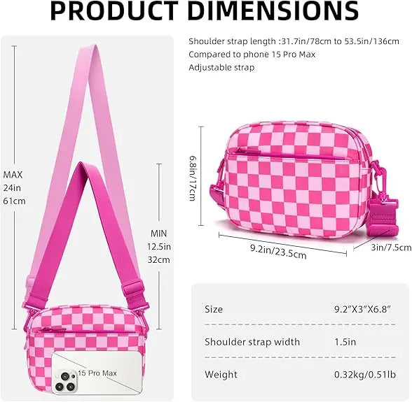 Small Checkered Crossbody Bag for Women Cute Purses Trendy Shoulder Handbags Wide Strap Anti theft Travel Purses Handbag Shoulder Bag, Cute Cross Body Wallet