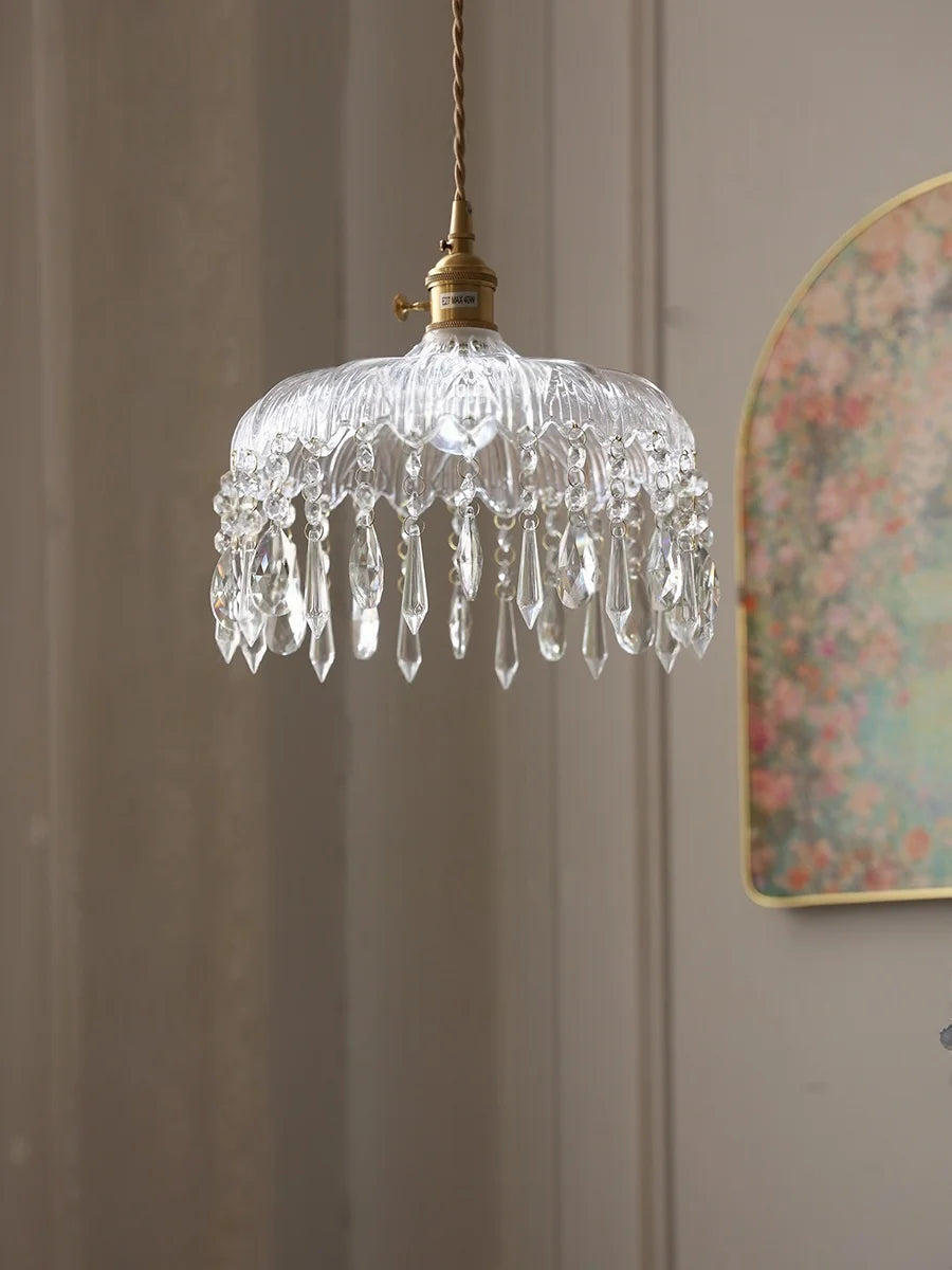 IWHD Knob Switch LED Pendant Lamp Bedroom Restaurant Cafe Luxury Crystal Glass Nordic Modern Interior Home Decor Hanging Lights