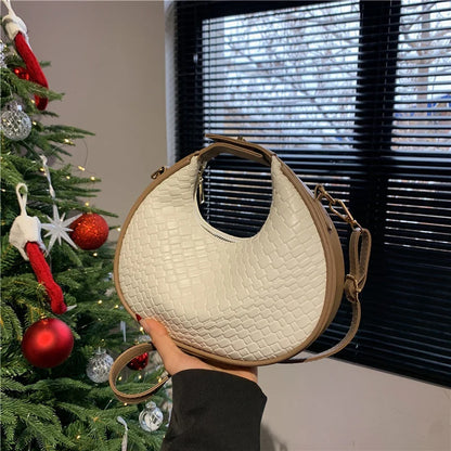 Fashion Black Half Moon Bag Luxury Pu Leather Ladies Purses and Handbags Crossbody Women Shoulder Bags