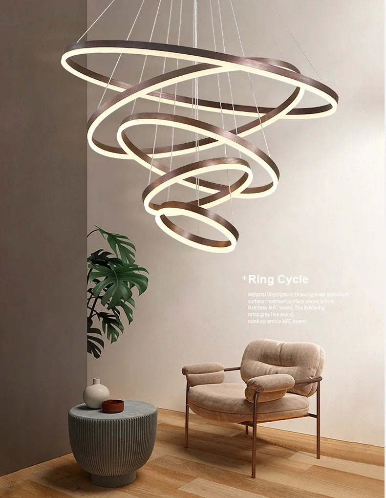 Mordern Minimalist Hign-end LED Pendant Lights Designer Circle Chandelier Home Rooms Decoration for Hall Living Lamping Fixtures