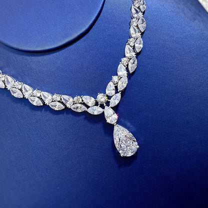 PuBang Fine Jewelry Solid 925 Sterling Silver Pear Created Moissanite Luxury Pendant Necklacefor Women Party Gifts Wholesale