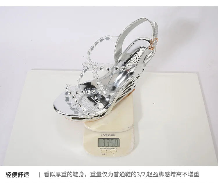 15cm Buckle Strap Sexy Ladies High Heels Strange Style Summer Novelty Hollow Out Wedge Platform Sandals Nightclub Women Pumps