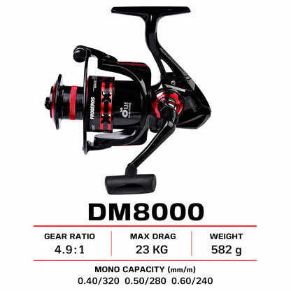 1000-8000 Full Metal Spinning Fishing Reel 4.7:1-5.2:1 23KG Max Drag Long Cast Carp Sea Fishing Wheel Accessories