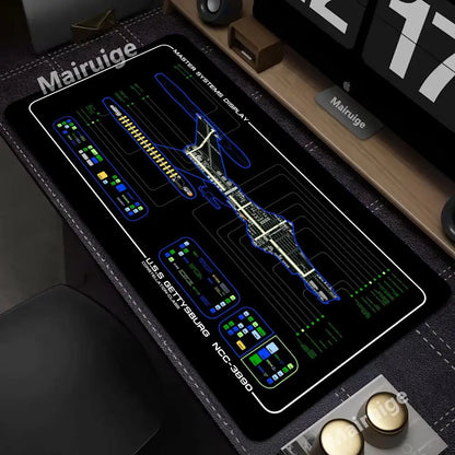 Starship Blueprint Pad Desk Pad Mouse Pad Gamer Computer Cabinet Star Trek Game Office Accessories Keyboard Anime Extended Large
