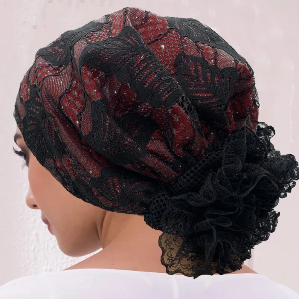 Embroidery Turban Cap for Women Summer Breathable Head Wraps Bonnet Muslim Under Scarf Hat Cancer Chemo Hats Turbante mujer