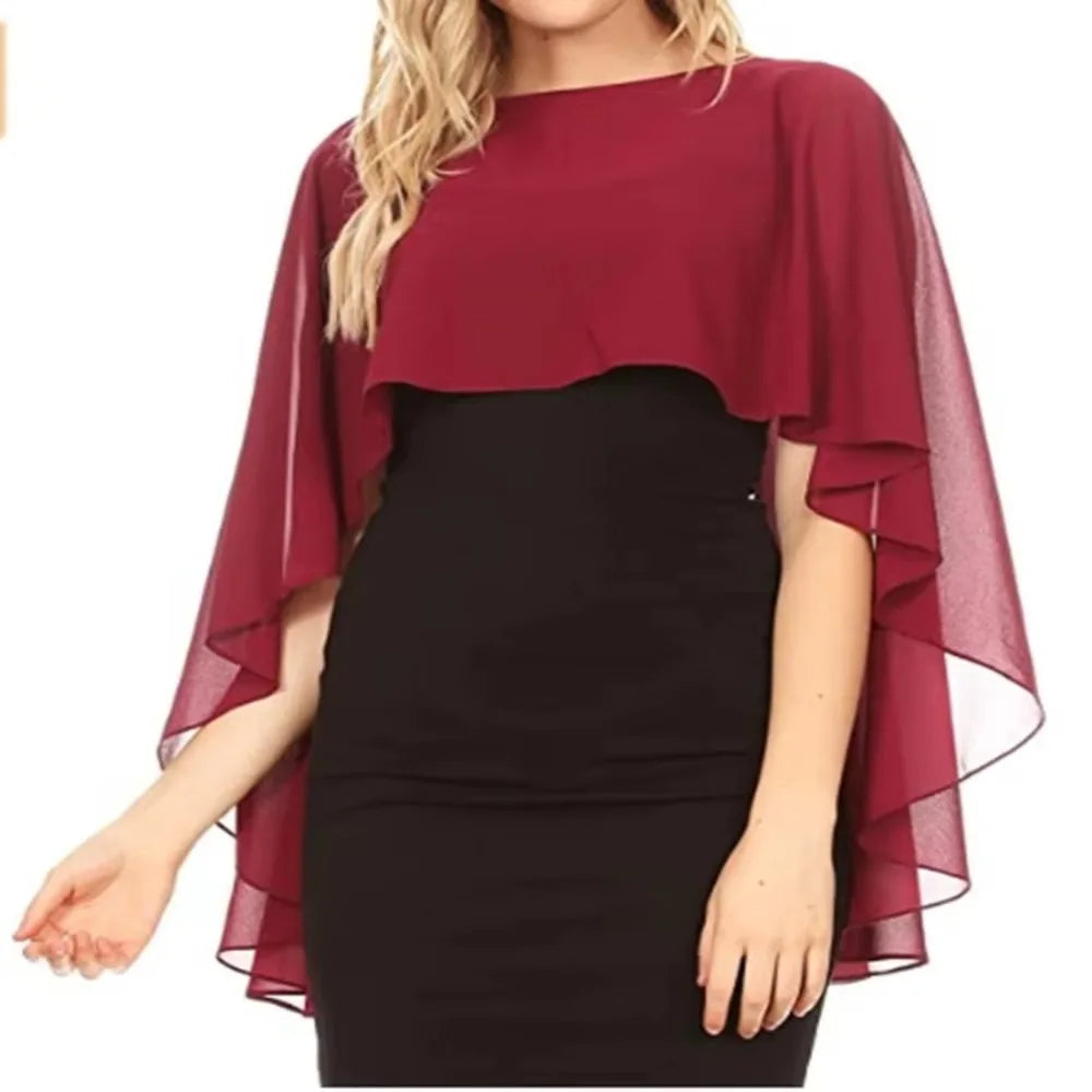 New Fashion Soft Wedding Capes Long Solid Color Chiffon Shrug Sunscreen Wraps Womens Ladies