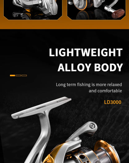 Rooblinos LD Lightweight Spinning Reel 5.2:1 Gear Ratio Smooth Fishing Reel for Trout Bass Freshwater Saltwater Fishing