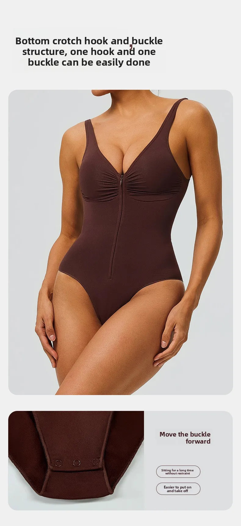 Seamless Bodysuit with Strong Compression Molding Abdominal Compression Underwear Straps Zipper One-Piece Shapewear Yoga Sets