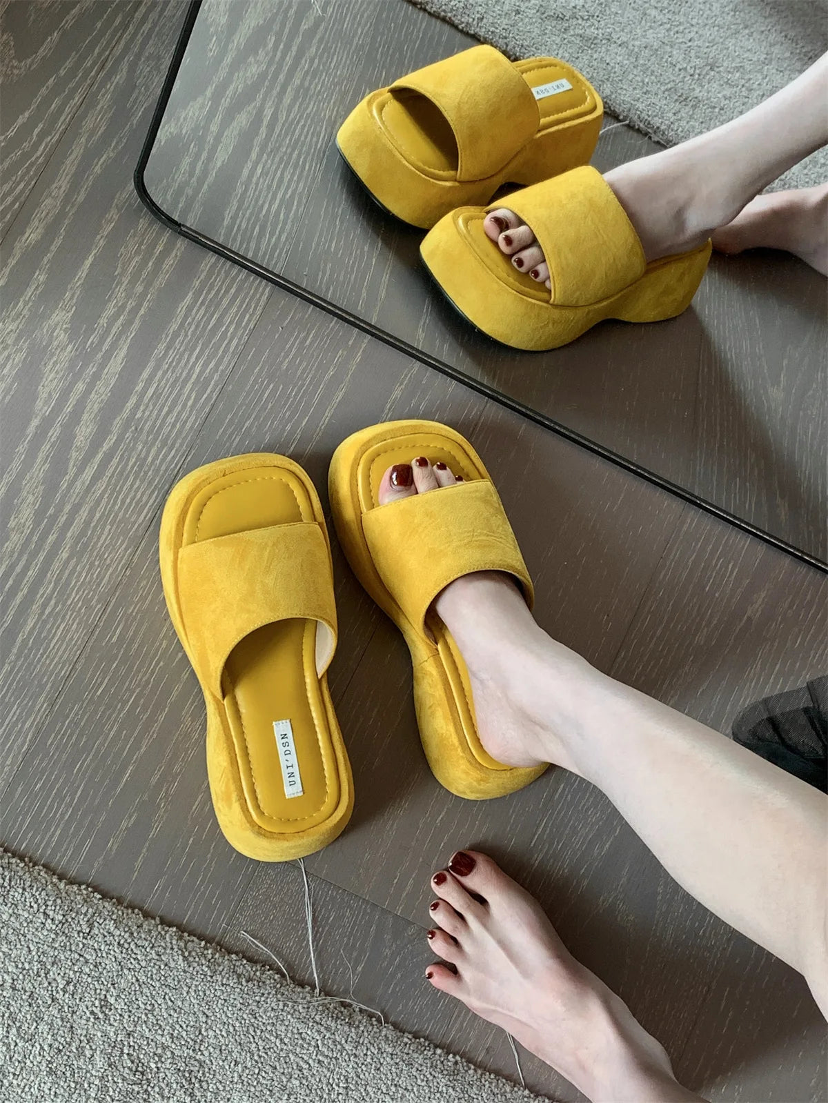 Women Platform Slippers Fashion Wedge Heeled Sandals Luxury Suede Casual Slides Summer New Beach Shoes for Women Sandalias Mujer