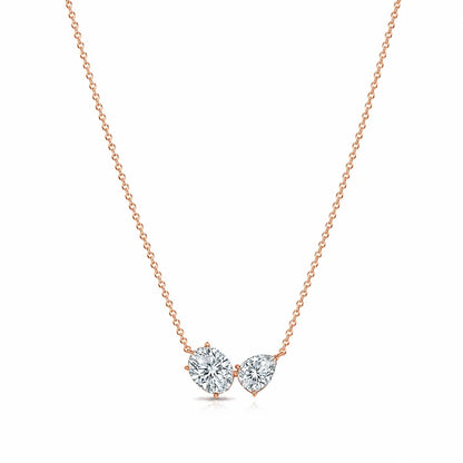 Smyoue Oval Cut Pear Cut All Moissanite Necklace for Women 2 Gems Classic Wedding Jewelry Bridal Real Pure S925 Silver Chain