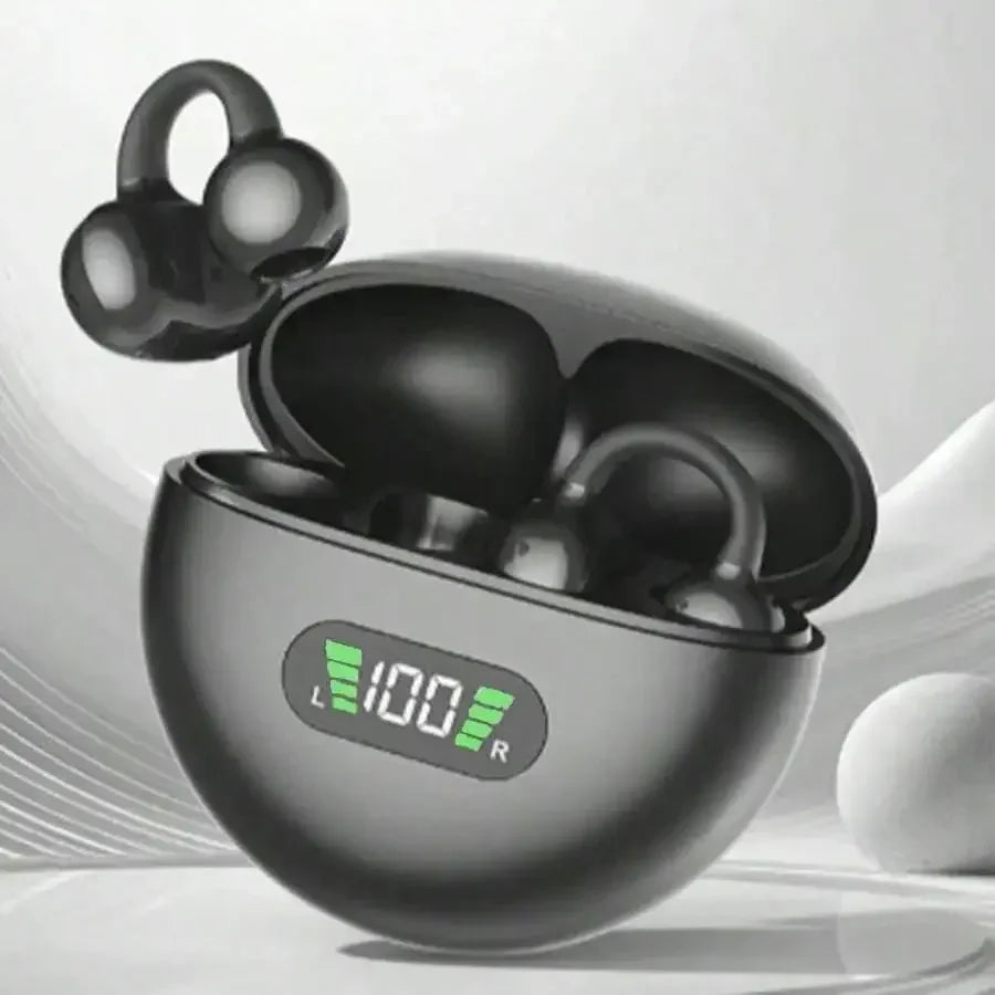 New Q71 TWS Bone Conduction Earphones Bluetooth 5.3 Earbuds Clip on Ear Comfortable Sport Digital Display Headsets