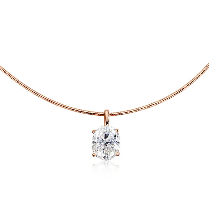 3/4/5Carat Oval Cut Moissanite Hard Necklace for Women 100% S925 Silver Solitaire Diamond Collar Necklace with GRA Certificate