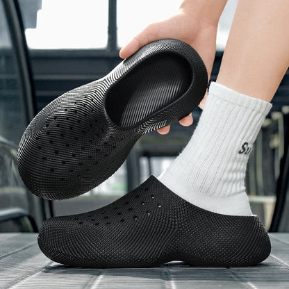 New Summer Fashion Couple Slippers EVA Baotou Men's Sandals Outdoor Thick Bottom Hole Shoes Luxury Beach Men Garden Shoes