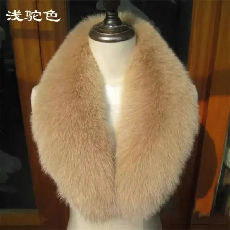 Natural Color Raccoon Fox Real Fur Collar Scarf Genuine Big Size Scarves Warp Shawl Neck Warmer Stole Muffler with Clip Loops #6