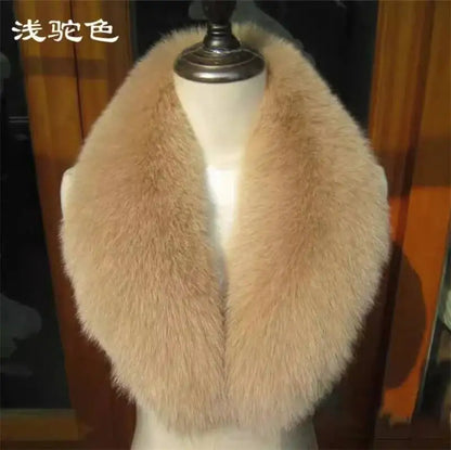 Natural Color Raccoon Fox Real Fur Collar Scarf Genuine Big Size Scarves Warp Shawl Neck Warmer Stole Muffler with Clip Loops #6