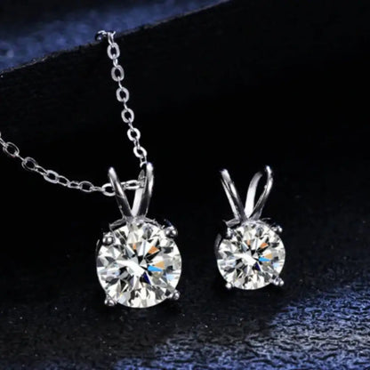 1CT 925 Silver Double Bail Four Prong Round Solitaire Pendant Necklace Round Cut D VVS1 Multi Color Moissanite Gift Fine Jewelry