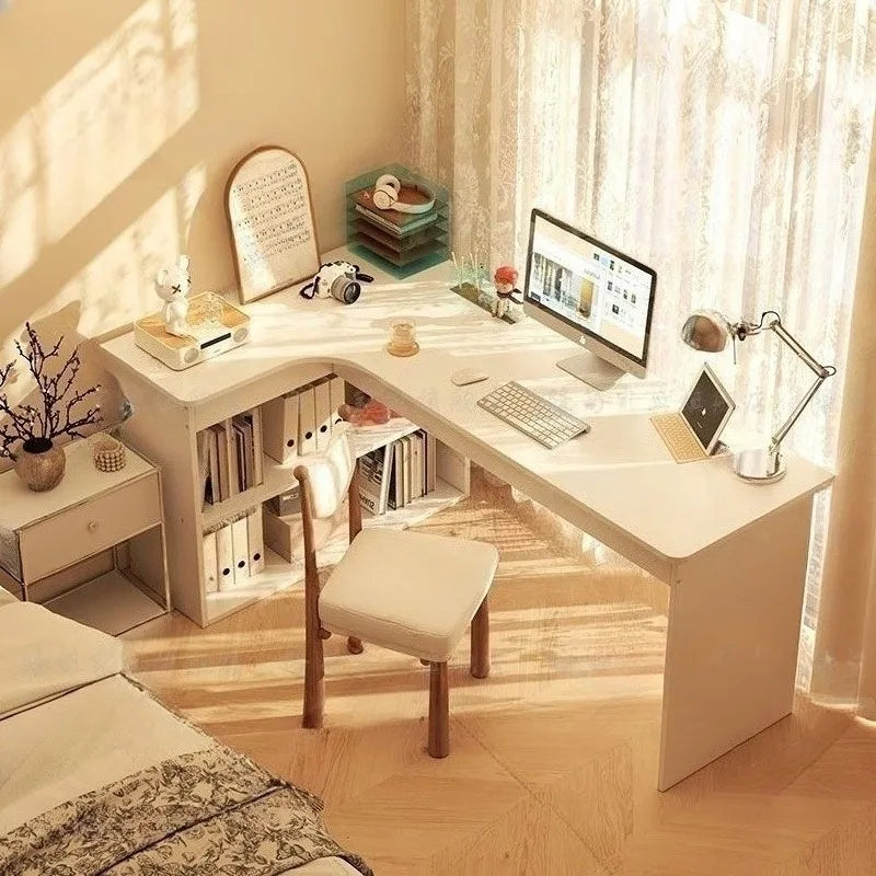 Corner Computer Desk Corner Desk Home Study Table Bedroom Girls Dresser Bookcase Integrated Desk