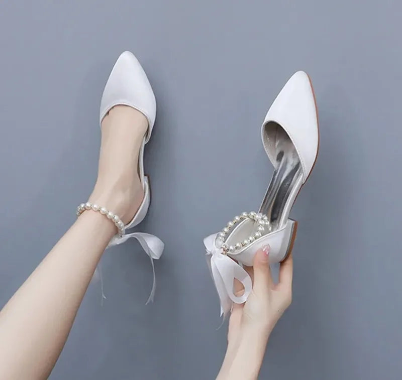 Summer New Women Shoes Fashion Pointed Tip Flat Sandals for Woman Elegant Dress Wedding Shoe Luxury Designer Shoes Zapatos Mujer