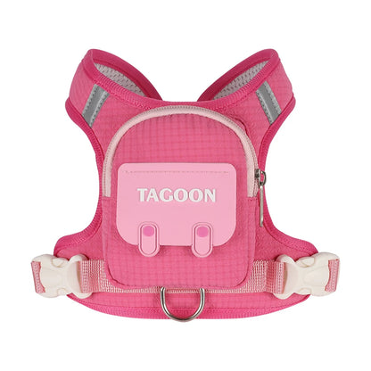 Cute Backpack Dog Harness with Leash, Reflective Soft Pet Vest for Small Medium Dogs Cats, Adjustable Walking Harness Set