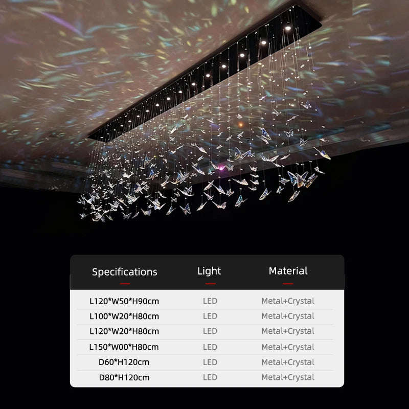 Crystal Chandelier Pendants Butterfly Chandelier Over the Table  Hanging Lights for Kitchen Island Living Room Pendent Lamp
