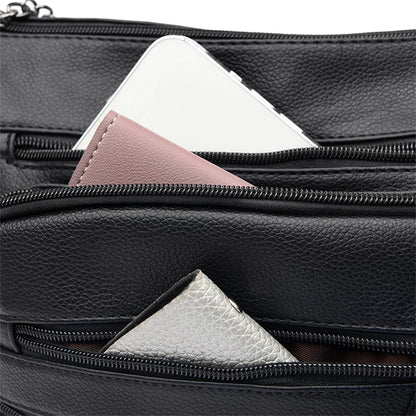 Many Pockets Women Leather Top-handle Bag Luxury Designer Female Shoulder Messenger Shopper Bags Brand Ladies Crossbody Handbags