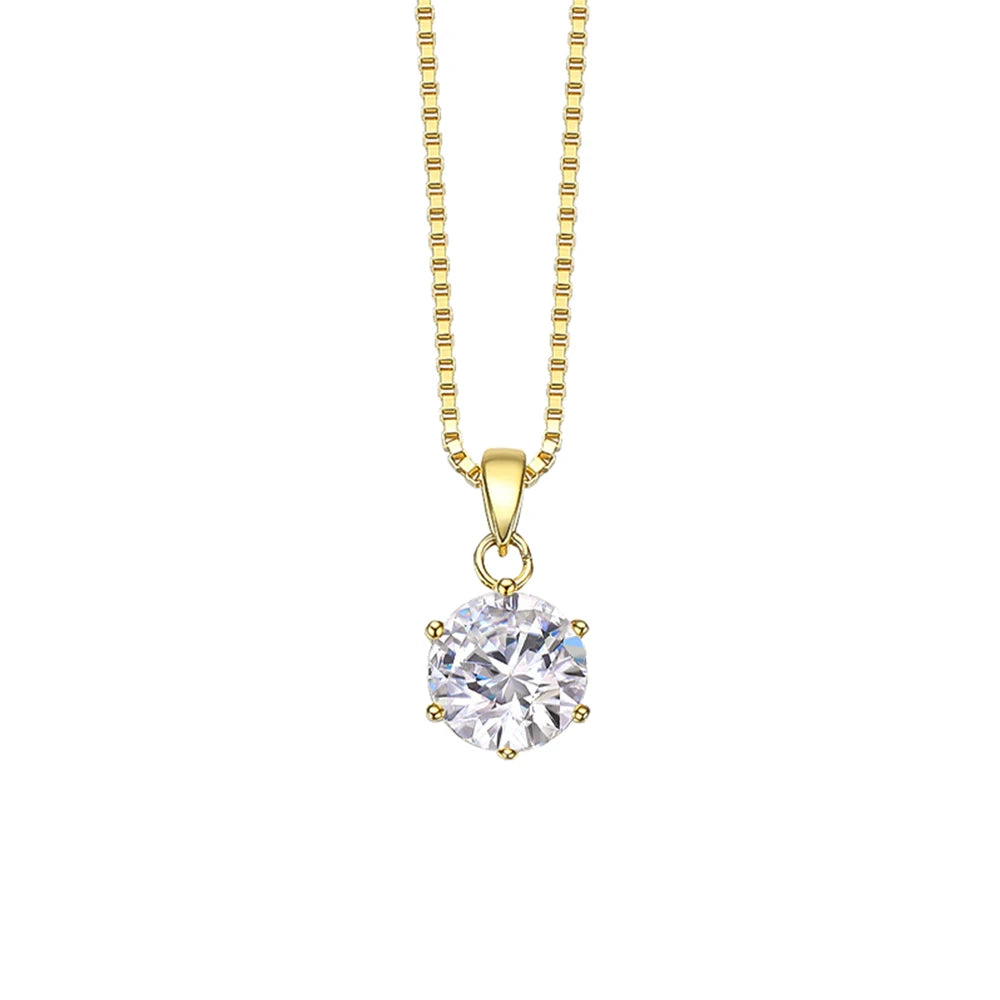 0.5-10CT Real Moissanite Pendant Necklace For Women D Color Round Diamond Necklace 925 Sterling Silver Classic Bride Jewelry
