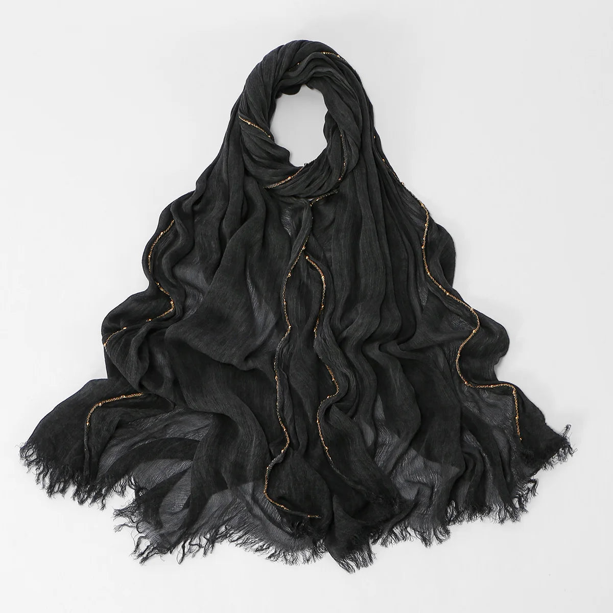 Fashion Crinkle Cotton Royan Hijab Scarf for Muslim Women Islamic Long Soft Shawls Wraps Short Tassel Bufanda Accessories